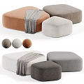 Stylish Fabric Ottomans In Various Colors With Soft Gray Throws For Living Room