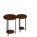 Nordic Solid Wood Coffee Table Iron Double-layer Round Table Creative Round Living Room Sofa Side Table Home Coffee Table 3d model