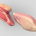 Fresh Raw Meat Cuts With Marbling And Fat Layers On 3d model