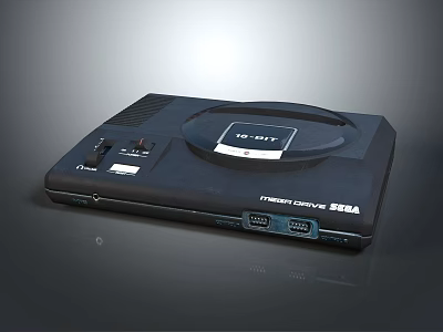 SEGA MEGA CD Retro Gaming Console With CD Drive Black Design And Vintage Tech Ports 3d model
