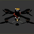 Black Aerial Drone with Four Propellers Carbon Fiber Frame Battery and Camera Mount