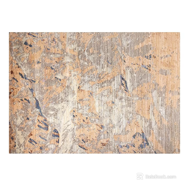 Modern Square Rug Featuring Orange Gray Blue Abstract Patterns And Soft Texture 3d model