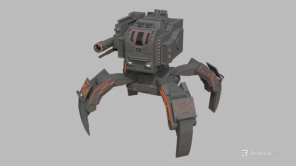 Smart Machine Multi Legged Mechanical Robot With Cannon Weapon System 3d model
