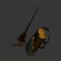 Mechanical Spear With Intricate Gear Structure And Honeycomb Pattern Bag Design 3d model