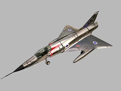 Silver Fighter Jet In Flight With Aerodynamic Design And Markings 3d model