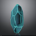 Elegant Blue Stone Crystal Featuring Geometric Surface Texture On Gray Background