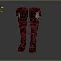 Vintage Red Leather Knee High Boots With Metal Buckle Straps For Daily Use