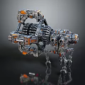 Futuristic Mechanical Creature With Intricate Metal Design Multi Legged Structure And Orange Accents