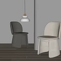 Modern Dining Chairs With Curved Back In Gray Beige Upholstered Fabric For Contemporary Spaces