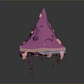Low Poly 3D Structure With Pink Spiked Top Blue Layered Base And Black Lines