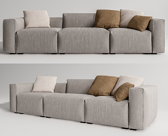 Modern three-seat sofa multiplayer sofa 3d model