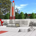 Traditional Architecture Memorial Square with Martyr Monument and Red Culture Elements