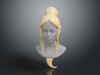 Game Movie Character 3D Model Featuring Blonde Bun Hair Braided Front and Elven Ears 3d model