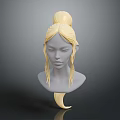 Game Movie Character 3D Model Featuring Blonde Bun Hair Braided Front and Elven Ears