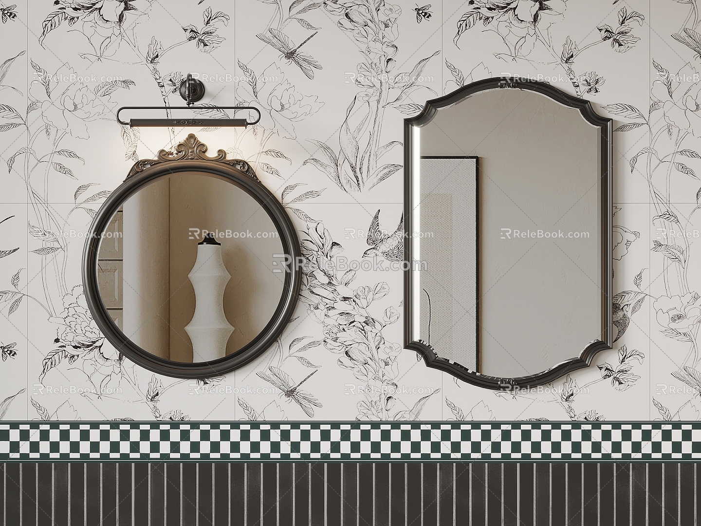 09 Mirror French Retro Bathroom Mirror Decorative Mirror Cosmetic Mirror 3d model