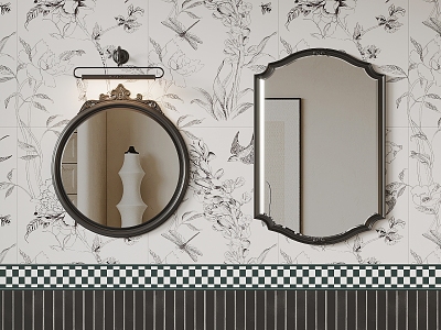 09 Mirror French Retro Bathroom Mirror Decorative Mirror Cosmetic Mirror 3d model