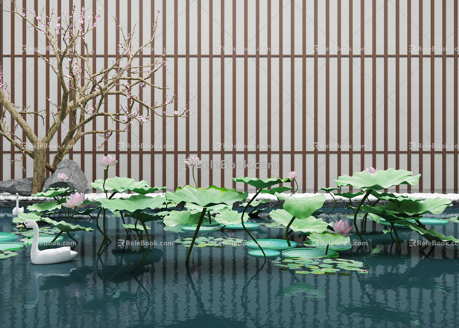 New Chinese Lotus Pond 3d model