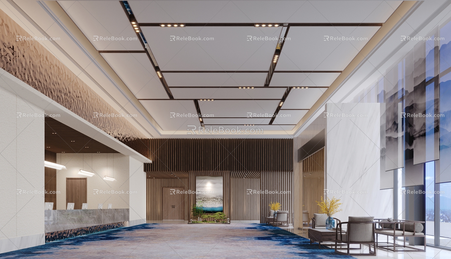 New Chinese Hall Hotel Lobby 3d model