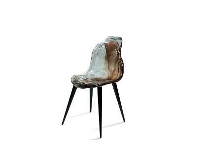 Modern Leisure Chair With Unique Marble Texture And Black Slim Legs Design 3d model