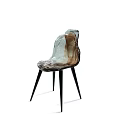 Modern Leisure Chair With Unique Marble Texture And Black Slim Legs Design