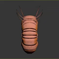 3D Rendered Pink And Orange Caterpillar With Segmented Body Red Spiky Structures Curved Gray Background