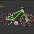 Bright Yellow Bicycle with Pink Handlebars and Maxxis Tires on Gray Surface