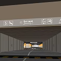 Modern Parking Garage Entrance With Clear Directional Signs And Yellow White Floor Lines