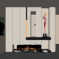 Modern Decorative Entrance Entrance Entrance Shoe Cabinet Fireplace 3d model