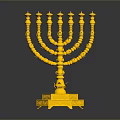 Golden Menorah With Intricate Design And Decorative Base On Black Background
