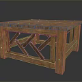Rustic Wooden Functional Table With Square Top And X Shaped Support