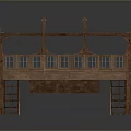 Traditional Wooden Structure Design With Platform Floor Railing And Pillars