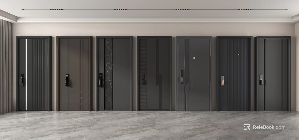 Modern Swing Doors With Various Decorative Patterns Durable Material And Secure Locks 3d model