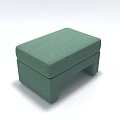 Simple Modern Green Fabric Ottoman With Rectangular Cushion And Square Legs 3d model