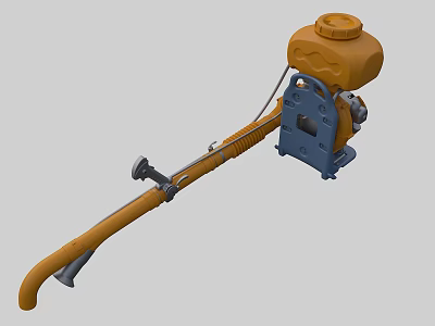Agricultural Sprayer Equipment With Yellow Tank Blue Engine And Long Spray Wand 3d model