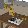 Modern vase sunflower book 3d model