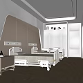 Hospital Outpatient Ward With Modern White Beds Medical Device Interfaces And Storage Cabinets