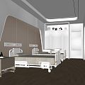 modern ward hospital ward hospital bed bedside instrument medical facility bed 3d model