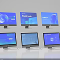Desktop Computer Monitors Showcasing Brand Book Trend And Concept Interface Content 3d model