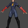 Anime Style Character In Blue Bodysuit With Red Gloves Black Boots And Yellow Lightning Accents