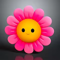 Adorable Cartoon Flower Character With Smiling Face Pink Petals And Yellow Center