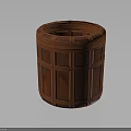 Wooden Barrel Shaped Storage Container With Panel Design For Home Use
