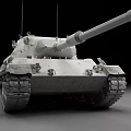 White Military Tank Side View With Long Cannon Tracks And Turret Detailed Design