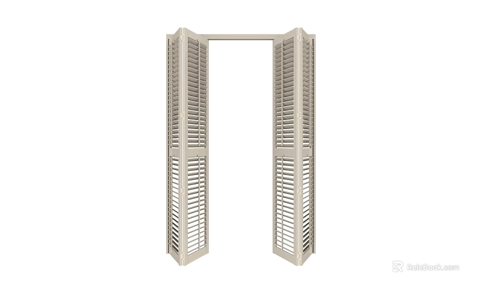White Louvered Bi fold Door Design For Modern Interior Room Decoration 3d model 