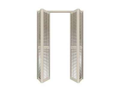 White Louvered Bi fold Door Design For Modern Interior Room Decoration 3d model