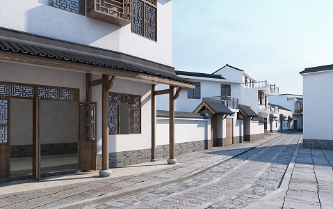 Chinese Ancient Building and Ancient Street 3d model