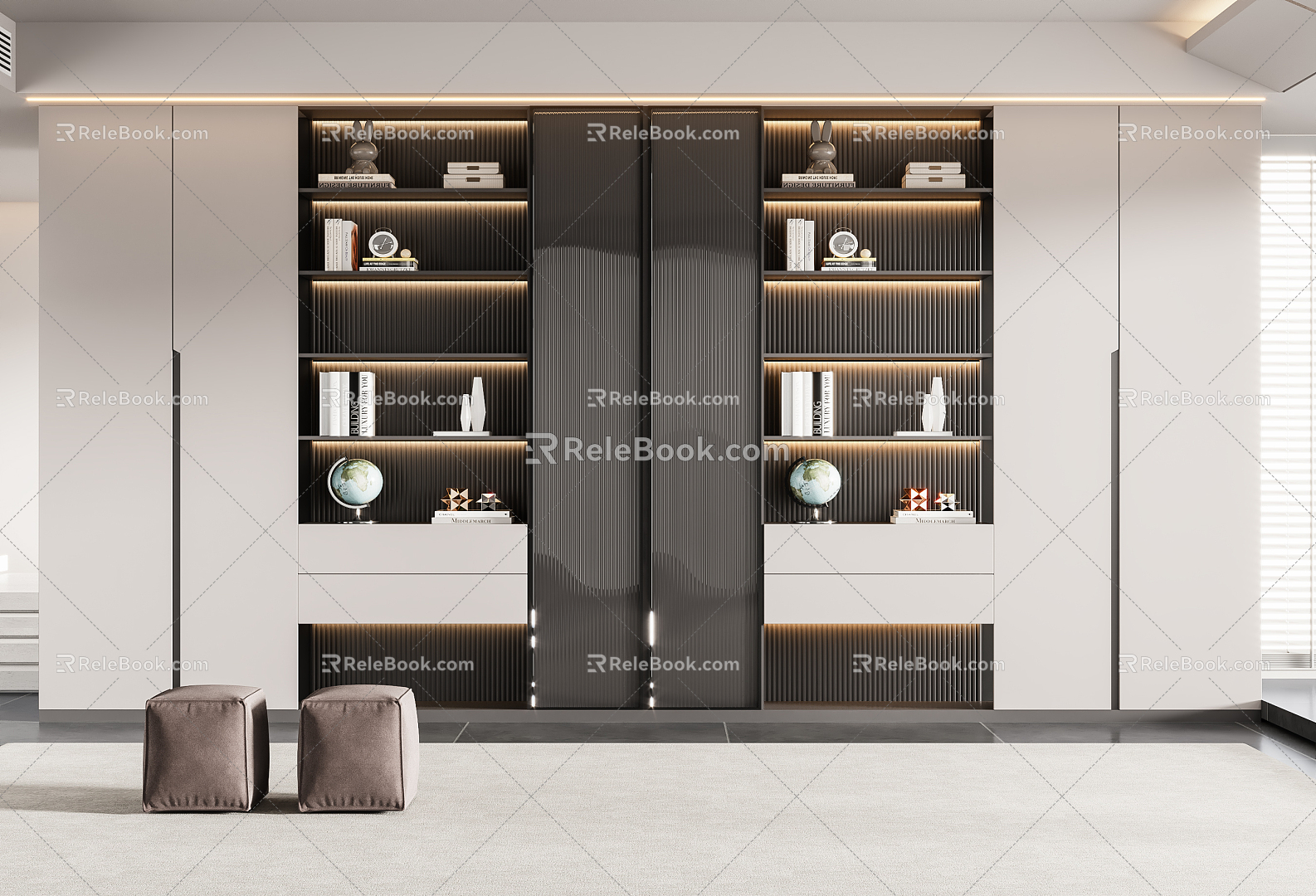 Modern bookcase 3d model