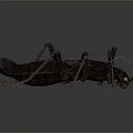 Detailed Black Insect With Long Antennae And Yellow Eyes On Dark Background