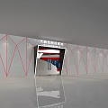 Modern Control Room With Curved Red Ceiling Large Screens And Data Displays 3d model