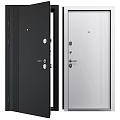 Modern Black And White Swing Doors With Secure Lock Systems And Panel Design 3d model