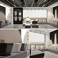 Modern Bathroom Fixtures Showroom Interior With Toilets Sinks And Displays